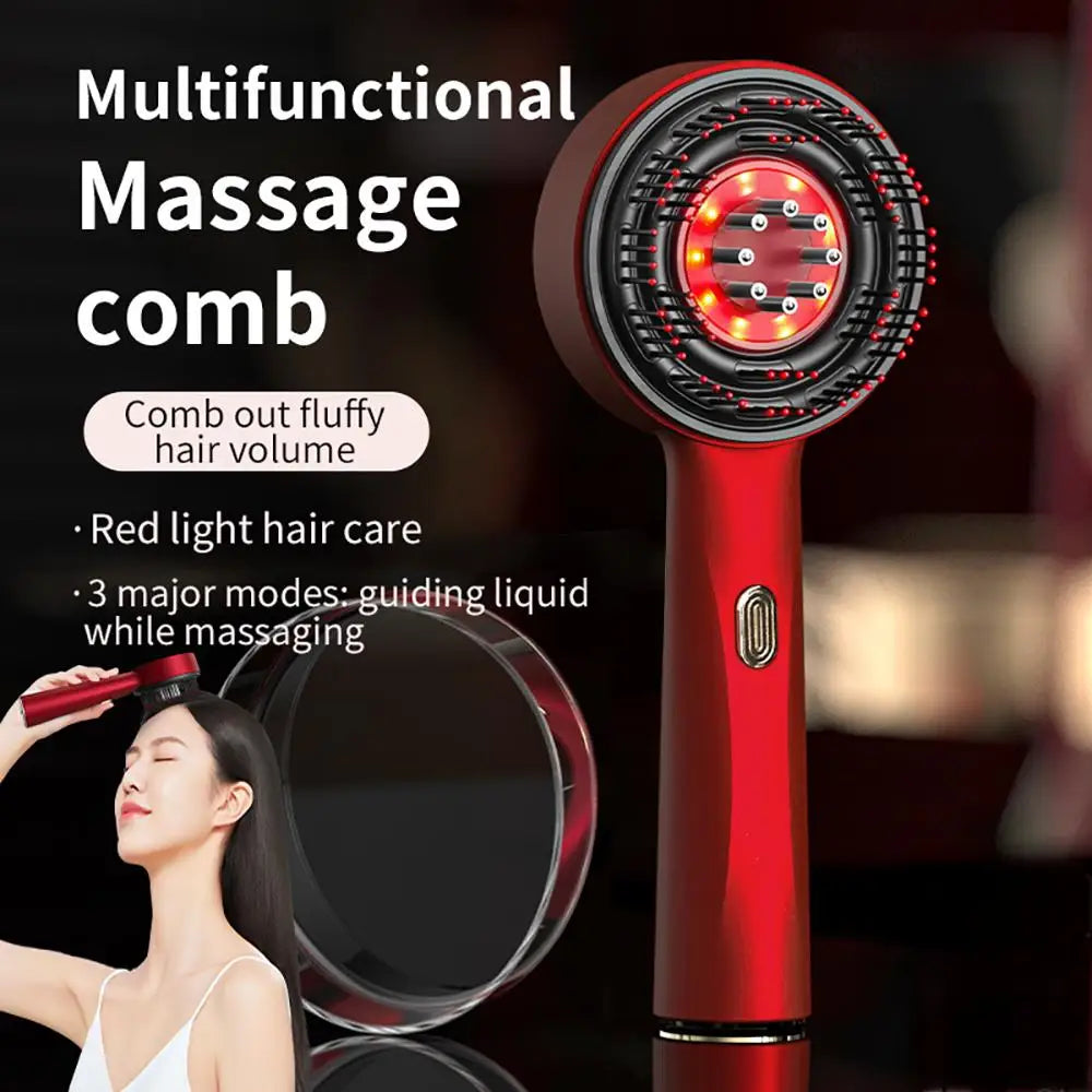Electric Head Massage Comb Vibration Red Light Therapy Hair Growth Massage Scalp Brush Anti Hair Loss Liquid Oil Applicator
