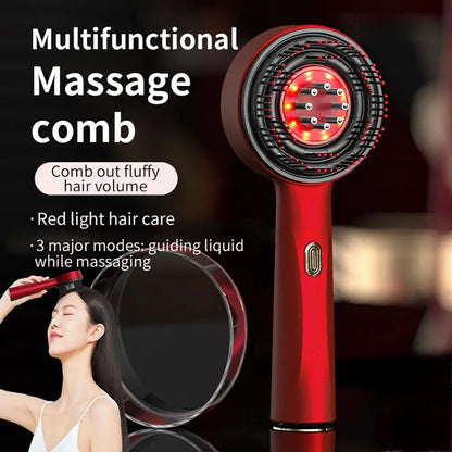 Electric Head Massage Comb Vibration Red Light Therapy Hair Growth Massage Scalp Brush Anti Hair Loss Liquid Oil Applicator
