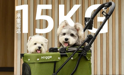 Foldable Pet Stroller Smooth Shockproof Stable Breathable Washable Outdoor Travel Cart for Dogs Cats