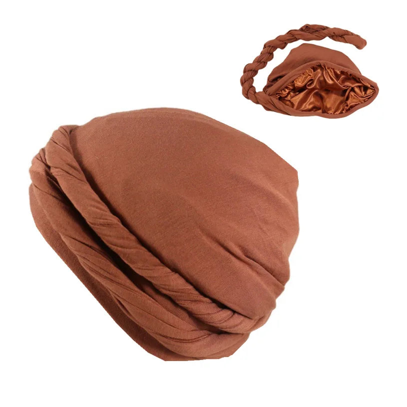 2022 New Elastic Men's Turban Hat Satin Lining Stretchy Men Bandana Indian Cap Fashion Male Hip Hop Caps Headband Biker Headwrap