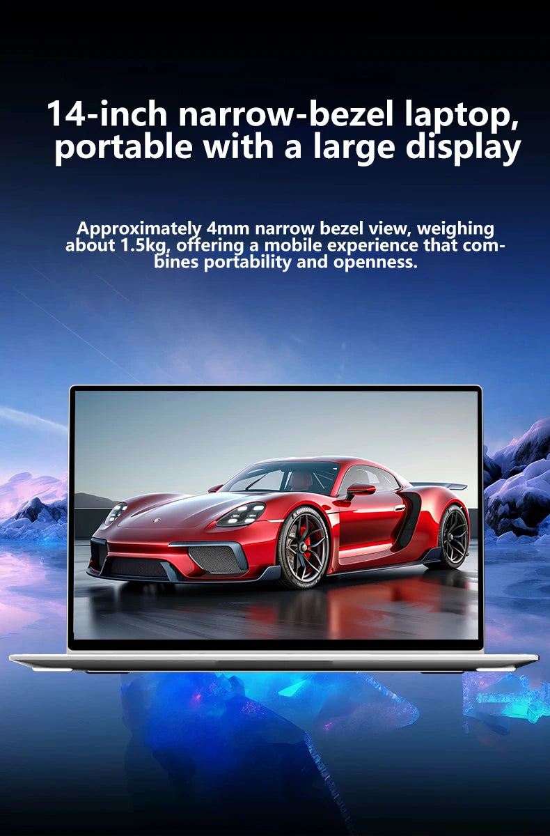 LENO 14.1"Ultra Slim Laptop Windows11 Intel 4405U 16GB 2TB SSD Gamer Notebook 1920*1080 Display Office Study Gaming Computer PC