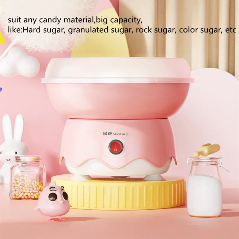 Cotton Candy Machine for Kids DIY Portable with Large Food Grade Splash-Proof Plate Efficient Heating Hard & Sugar Free