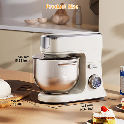 BioloMix 7L Stand Mixer for Baking 1200W DC Motor with Dough Hook Whisk Beater Meat Grinder Attachment - Food Mixer