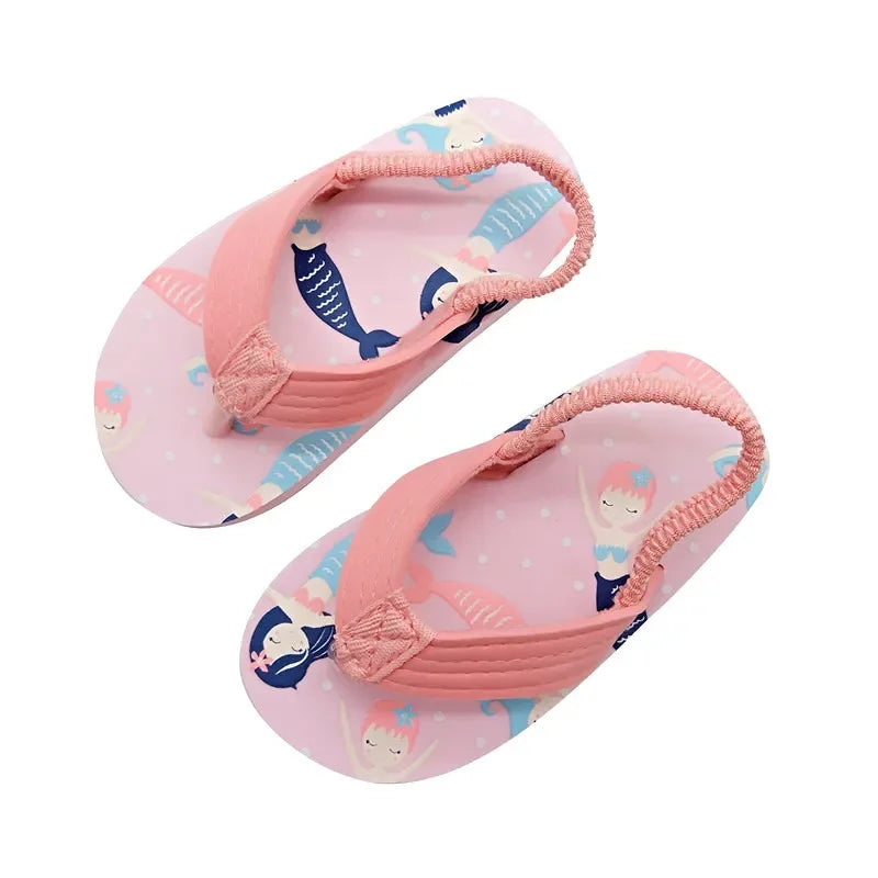 Children Flip Flops Shoes Cartoon Summer EVA Soft Sole Indoor Bathing Anti Fall Girls and Boys Sandals Beach and Pool Slippers