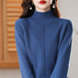 Women 100% Cotton Knit Sweater Half-high Collar Stripe Pullover Autumn Winter Thickened Bottoming Clothing Casual Knitted Tops