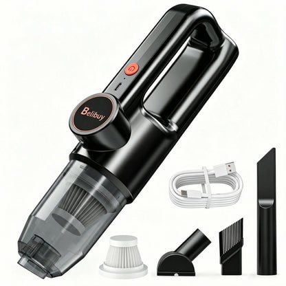 Cordless Portable Handheld Vacuum Cleaner, Mini Wireless Car Vacuum Cleaner with Ergonomic Handheld Design, High Power Strong Suction Rechargeable Handheld Vacuum for Car Household Dust Debris Pet Hair Removal One-Key LED Lig