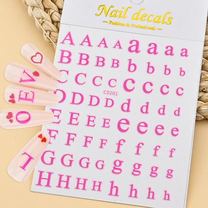 3D Glittery Gothic Letter Design Nail Art Stickers Uppercase Alphabet Letters Artistic Designs DIY Nail Art Decals Decoration #1