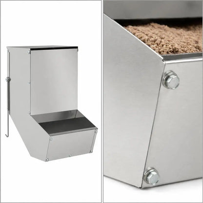Rabbit Feeder, Galvanized Steel Hanging Hay Rack For Hutch And Cage, Easy Filling And Feeding, Silver, 17.5x26x28.5 Cm