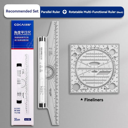 Plastic Ruler Drawing Roller Ruler Parallel 30cm Multi-functional Drawing Design Used for Measurement Drafting Schools Offices