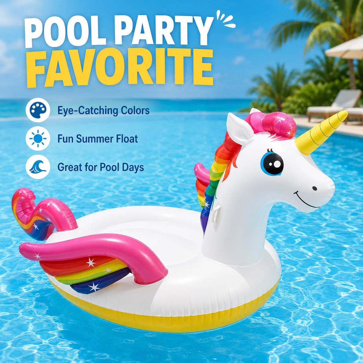 INTEX Mega Unicorn Inflatable Pool Float Large Ride-On Swimming Island Rainbow Unicorn Water Lounger for Adults Summer Pool Party