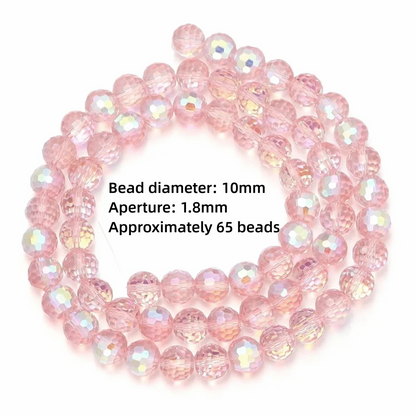 6/8/10mm Sizes Faceted Glass Beads Pink Blue Plating Clear Crystal Earth Beads 96-faceted Faceted Cut Style Jewelry Making Beads