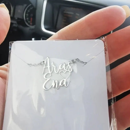 Personalized Two Name Necklaces With Heart Stainless Steel Custom Letter Couple Necklace Choker  Stainless Steel Wedding Gift