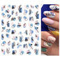 3d Nail Art Decals Elegant White RoyalBlue Roses Flowers Adhesive Sliders Nail Stickers Decoration For Nail Manicure