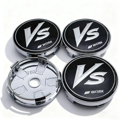 4pcs JDM VS W Work Logo Emblem Badge Car Wheel Center Caps 60MM Clips 56MM Rim Hubcaps Dust Cover Wheels Hub Cap Car Accessories