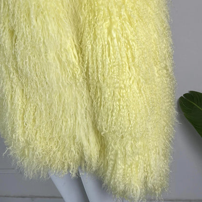 Collarless Tibetan Lamb Fur Coat Genuine Sheep Wool Jacket Natural Sheepskin Coat Luxury New Arrivals Women's Clothing