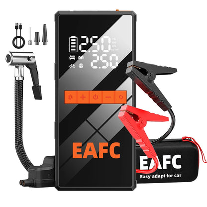 EAFC 1200A Car Jump Starter Air Pump Portable 2 in 1 Air Compressor Multi-function Tire Inflator Auto Portable Battery Starter