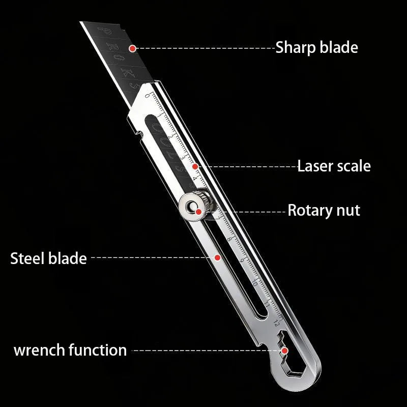 6 in 1 Stainless Steel Utility Knife with Thickened Metal Knife Holder Multifunctional Wallpaper Multifunctional Utility Knife