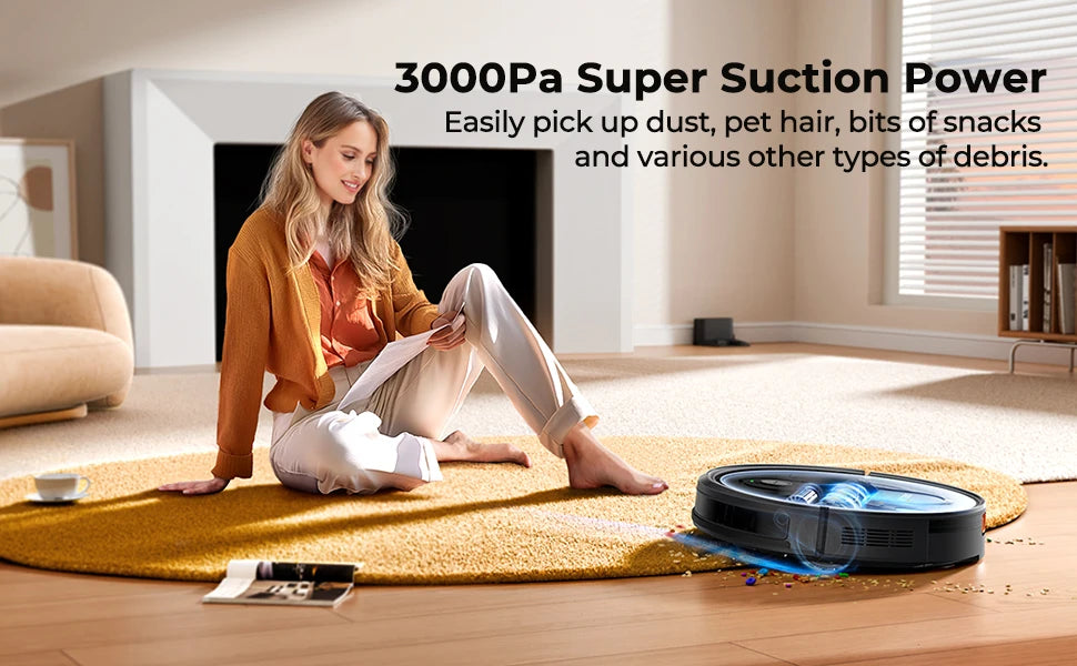 Airzeen R7 Robot Vacuum Mop 3-in-1 Cleaning 4000Pa Suction Smart App/Alexa Control Auto Self-Charging for Pet Hair & Floors