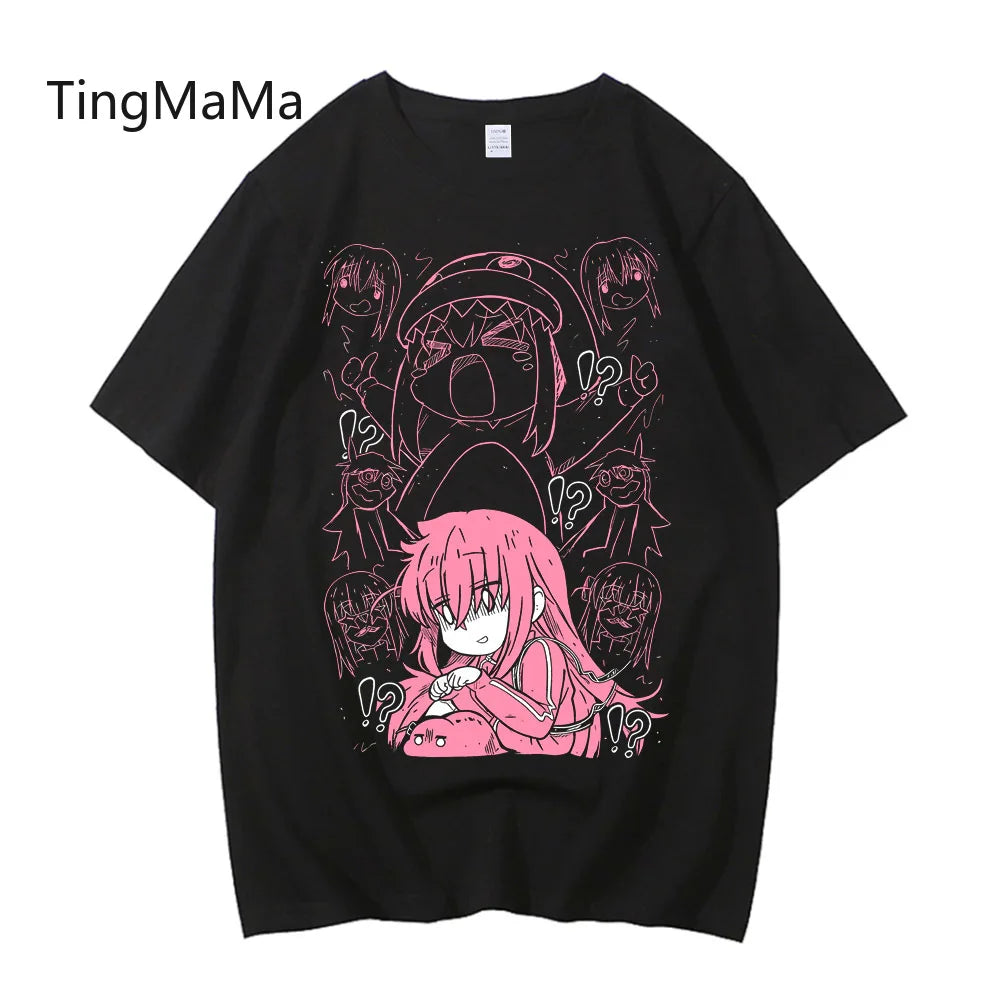 Unisex Anime Cos BOCCHI THE ROCK Hitori Gotoh Ljichi Nijika Cotton Casual Short Sleeve Tees High Quality Streetwear