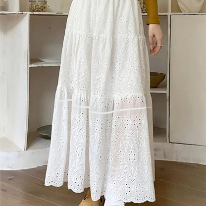 High-waisted Sheer Solid Color A-line Elastic Waist Skirt Women's Summer New Elegant Formal Party Vacation Versatile Maxi Dress