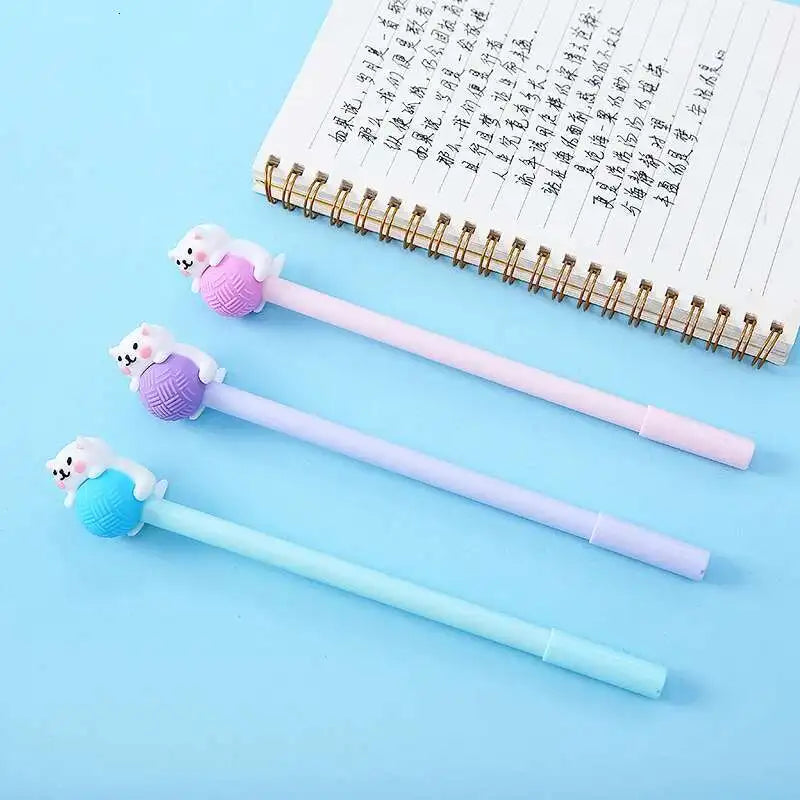 1 Pcs Lytwtw's Cute Creative Cat Gel Pen Cartoon Kawaii Stationery Office School Supplies sweet pretty lovely cartoon Handles