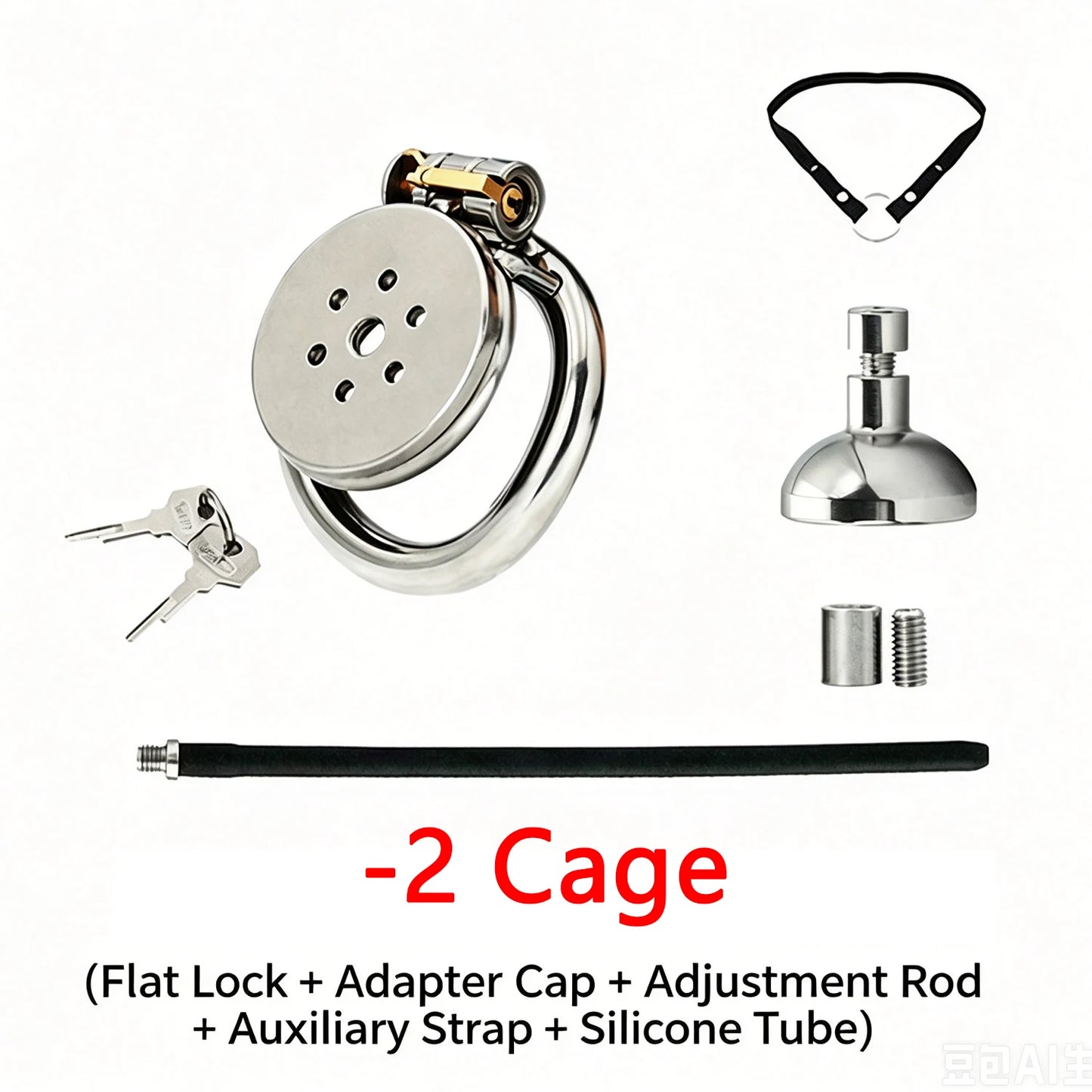 Urethral Inverted Negative Male Chastity Lock Flat Cock Cage with Metal Urethral Catheter for Couple Men Penis Ring Bondage BDSM