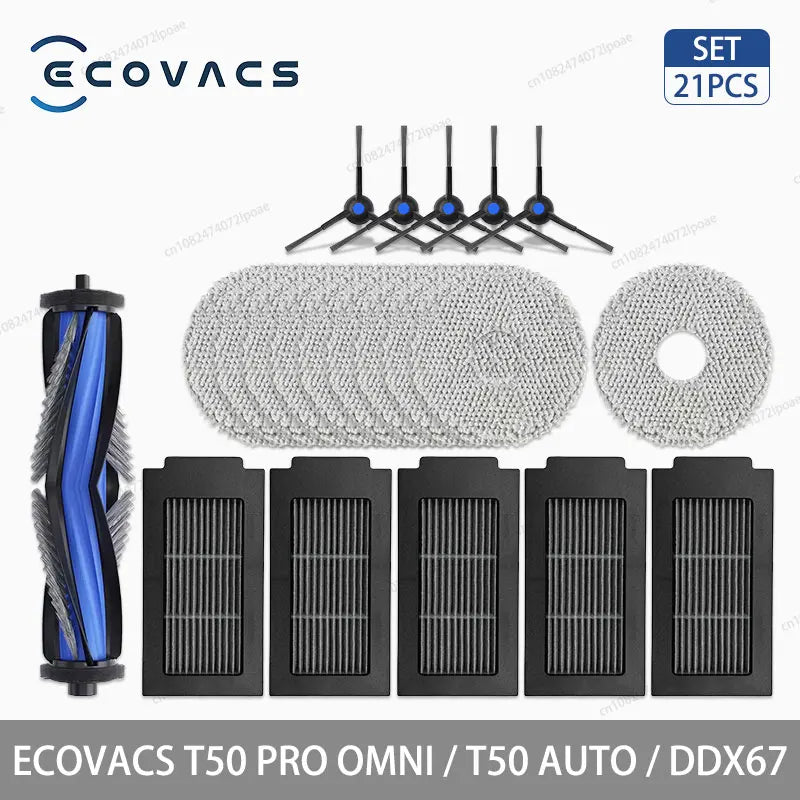 ECOVACS T50 PRO OMNI / T50  AUTO / DDX67 Robot Vacuum Cleaner Accessories Main Side Brush Hepa Filter Mop Cloth Dust Bag Parts