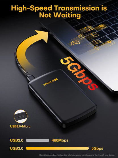 Kodak Portable External Hard Drive HDD P150 5Gbps USB3.0 External Hard Disk 500G 1TB Large-capacity Storage PS4/Xbox/PC
