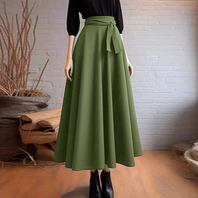 ZANZEA Elegant Maxi Skirts 2026 Women Elastic Waist Jupes Casual Faldas Saia Belted High Waist Fashion Solid Street Overskirts