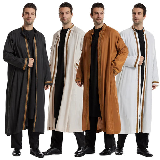 Dubai Saudi Muslim Men Open Abaya Kimono Dresses Turkey Eid Ramadan Islamic Kaftan Arabic Long Robe Caftan Jubba Thobe Clothing