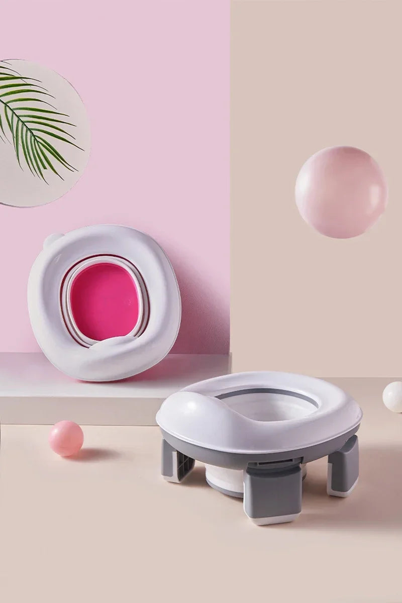 New 3-in-1 Travel Potty Portable Kids Potty Folding Safe Silicone Baby Potty Training Seat  Family Outdoor Kids Toilet Seat