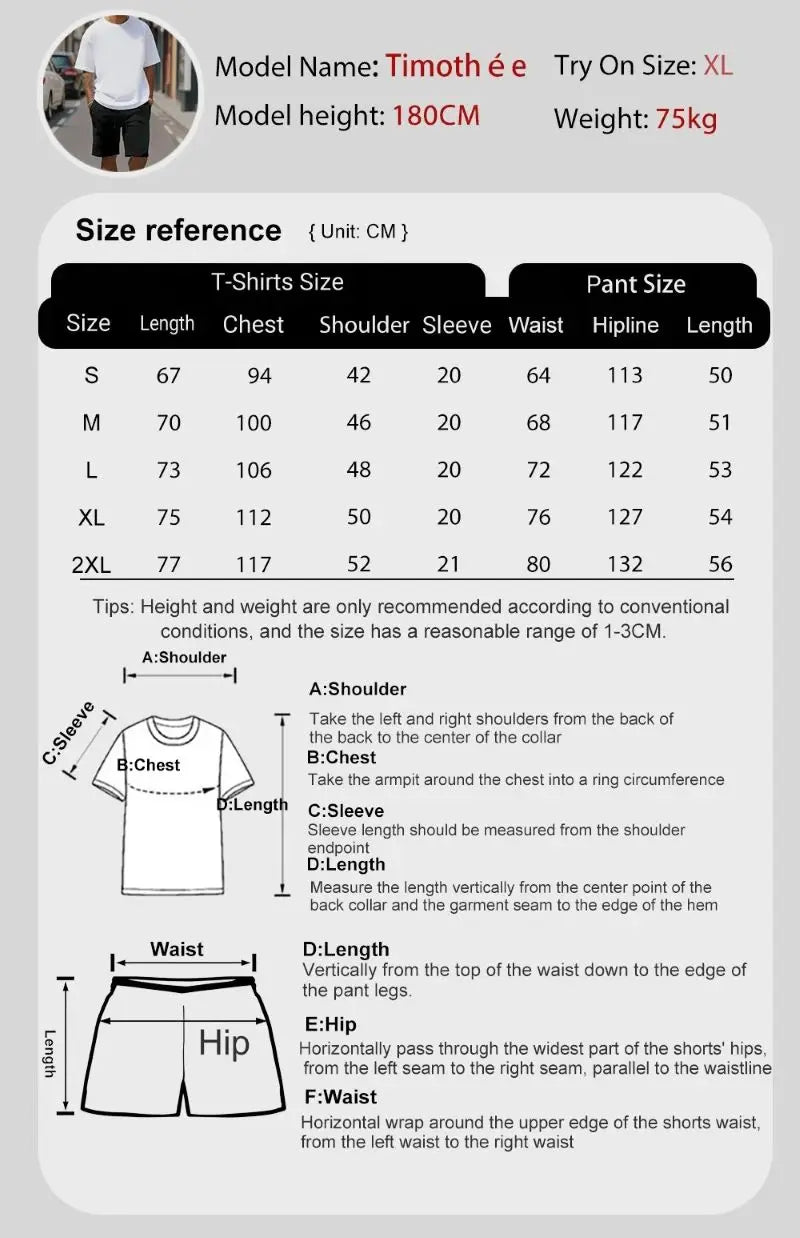 Summer Men's Quick Dry Casual Short Sleeve T-Shirt And Shorts Set City Street Fashion Running Sports 2-Piece Suit