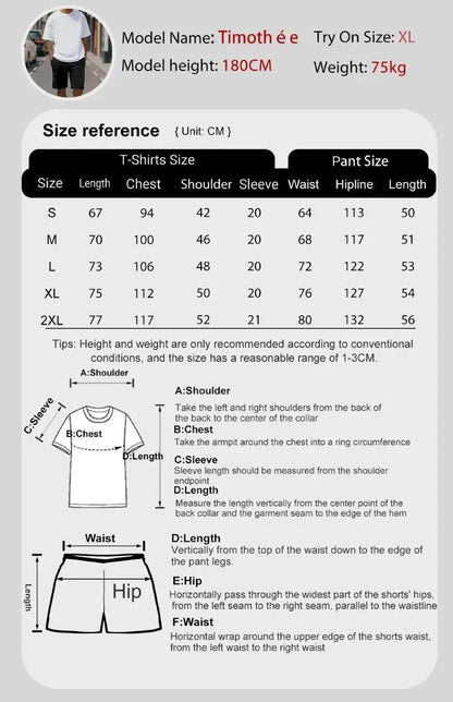 Summer Men's Quick Dry Casual Short Sleeve T-Shirt And Shorts Set City Street Fashion Running Sports 2-Piece Suit