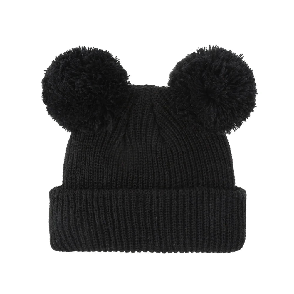 0-12M Solid Knitted Cute Pom Pom Cap Newborn Boys Girls Turban Hats Hospital Bonnets Infant Autumn Winter Headwraps Kid Headwear
