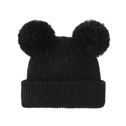 0-12M Solid Knitted Cute Pom Pom Cap Newborn Boys Girls Turban Hats Hospital Bonnets Infant Autumn Winter Headwraps Kid Headwear