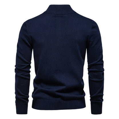 AIOPESON Mens Mock Neck Cotton Pullover Knit Sweaters Casual Business Strip Ribbed Turtleneck Sweaters for Men