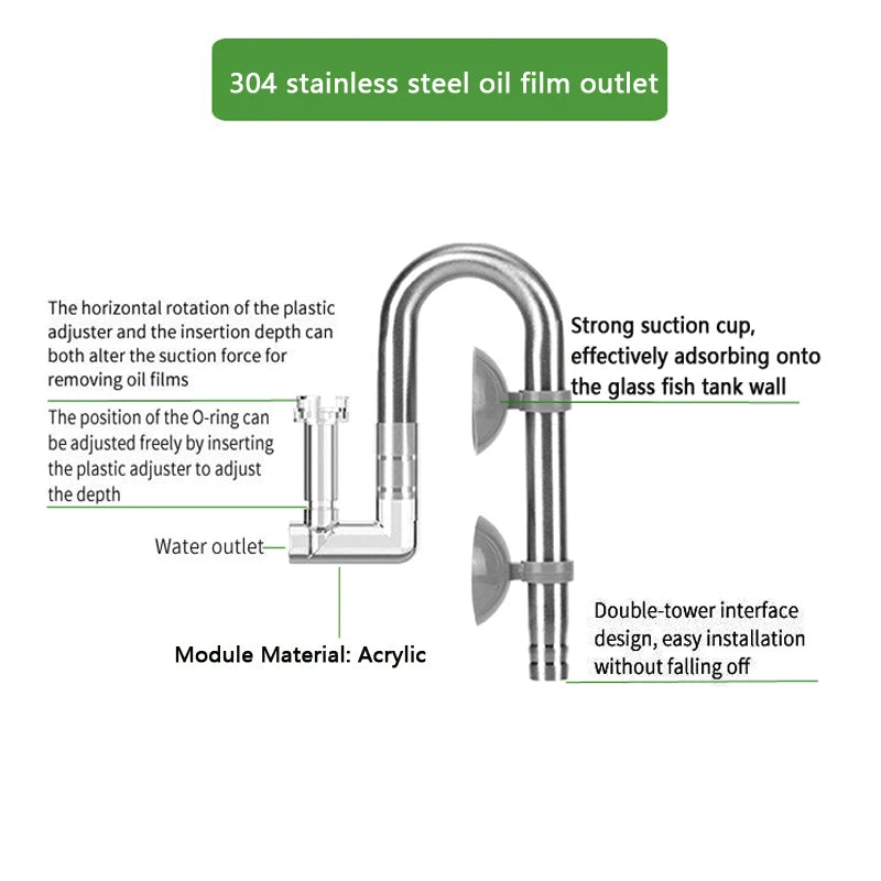8mm Aquarium Mini Filter Tube Stainless Steel Anti Fish and Shrimp Inlet and Outlet Oil Film Filter Fish Tank Supplies