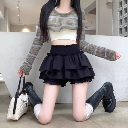 Women‘s High Waist Ballet Cake Skirt 2026 Spring Summer Slimming Short A Line Fluffy Mini Pants Style