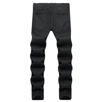 Men Classic Pure Black Jeans All Match Stretch Denim Pants Casual Plus Size Slim Straight Trousers