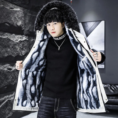 Winter Men's Long Down Jacket Fashion Male Thermal Parkas Coats Casual Men Classic Fur Collar Warm Padded Jackets Clothing 5XL