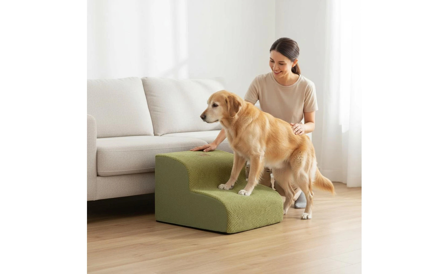 Pet Stair Ramp Washable Dog Ramp and Stairs Foam Pet Stairs Detachable Cover Sturdy for Sofa