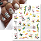 3d Nails Art Decals Spring Fruits Pink Full Tips Peony Magnolia Flowers Adhesive Sliders Stickers Decoration For Nails Manicure