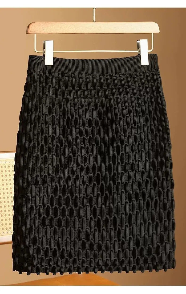 Autumn and Winter New Loose and Slimming Casual Versatile Knitted Base Elegant Skirt Covering Buttocks A-line Skirt for Women