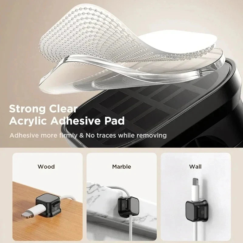 3/6/12Pcs/Set Magnetic Cable Clips Cable Organiser Adjustable Cord Holder Under Desk Organizing Cable Management Holder