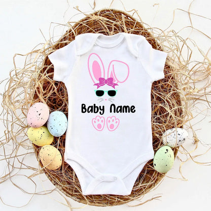 Custom Name Baby Easter Bodysuits Personalised Bunny Newborn Clothes Boys Girls Long Sleeve Jumpsuit Easter Party Infant Outfits