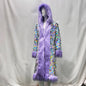 Patchwork Women Hooded Faux Fur Coat Fox Fur Long Sleeve Thick Warm Fur Outerwear Spliced Party Stage Loose Fit Sequined