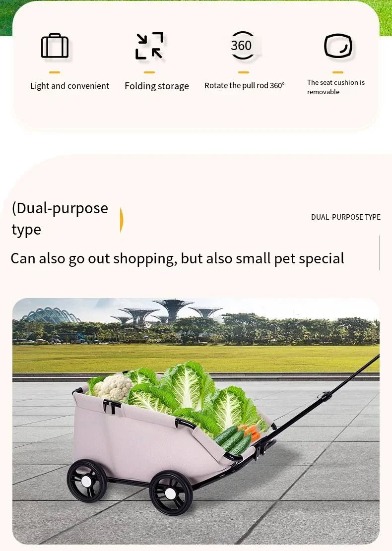 Lightweight Folding Pet Stroller for Small Dogs Cats Teddy Travel Walking Shopping Cat Dog Carrier Stroller