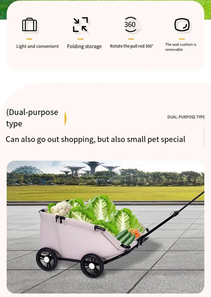 Lightweight Folding Pet Stroller for Small Dogs Cats Teddy Travel Walking Shopping Cat Dog Carrier Stroller