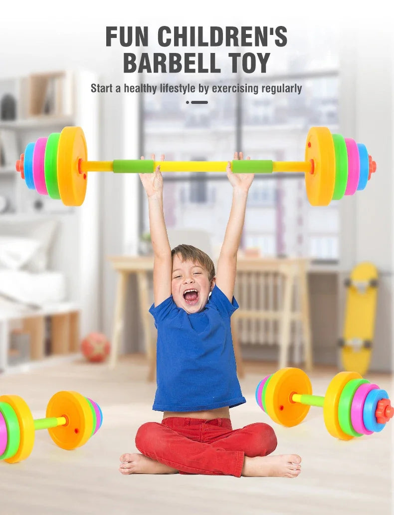Adjustable Kids Dumbbell Barbell Set Indoor Outdoor Fitness Equipment Parent-Child Sports Toy Toddler Boy Girl Birthday Gifts