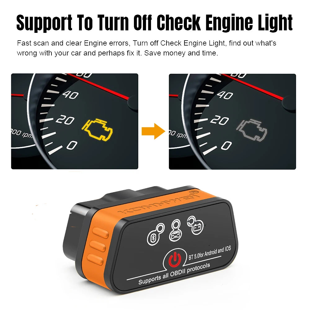 KONNWEI KW901 ELM327 V1.5 Bluetooth 5.0 For IOS Android OBD2 Scanner OBDII Auto Car Diagnostic Tools Code Reader PK Vgate